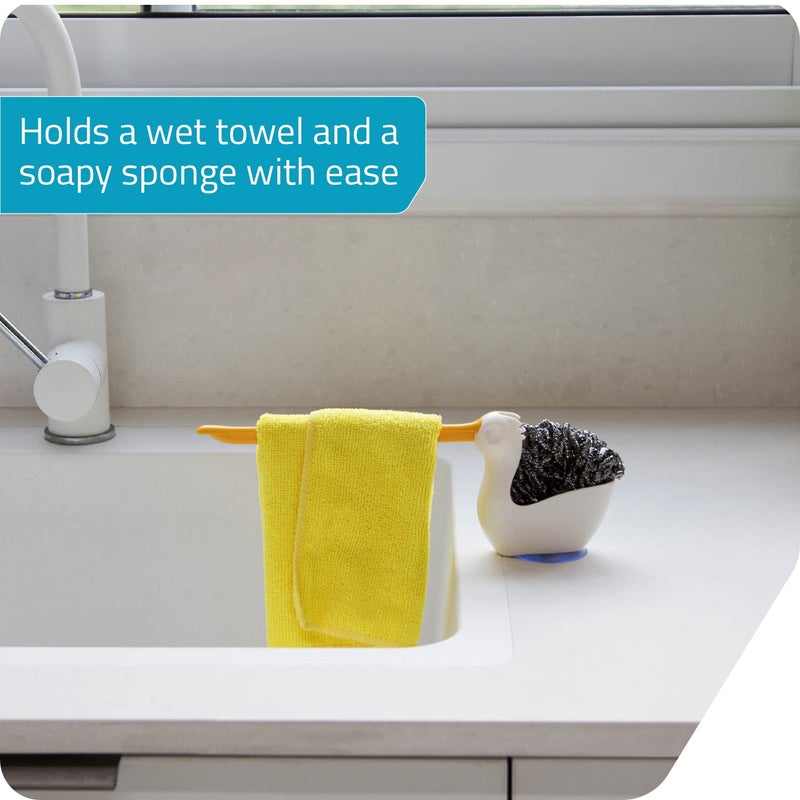 PELEG DESIGN Pelix Plastic Sponge and Cloth Holder for Kitchen Sink Caddy with Suction Cup, 2 in 1 Dish Kitchen Organizer and Decor, Fits All Dish Scrubber, Sponge and Cloth Standard Size - Image 3